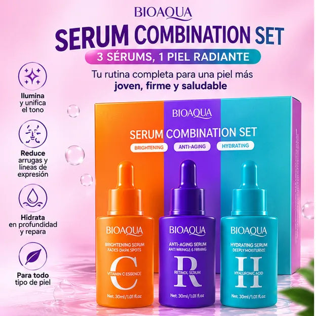 Kit Antiedad Bioaqua | Retinol + Vitamina C + Ácido Hialurónico