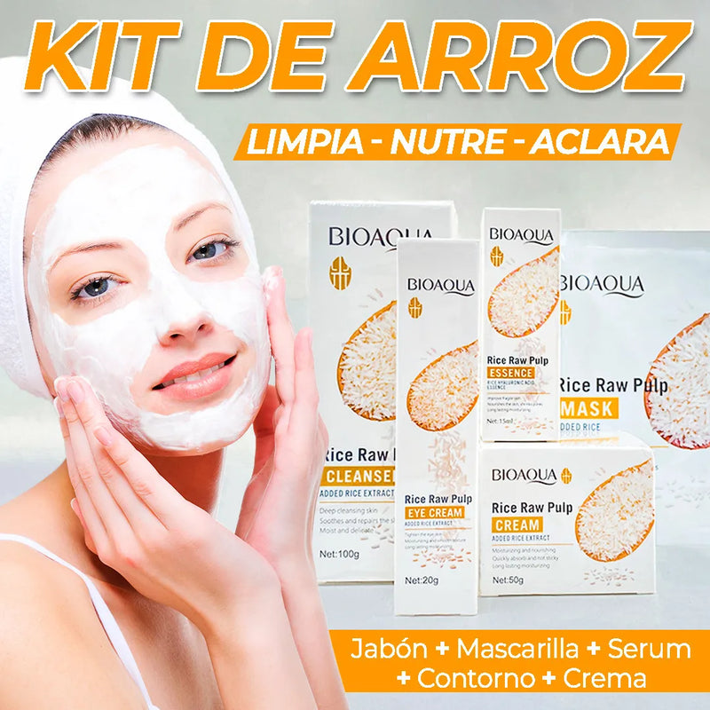 Kit Facial de Arroz | Rutina Completa de Hidratación e Iluminación