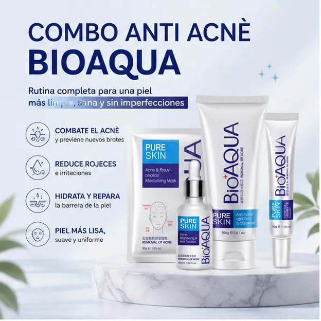 Kit Bioaqua Pure Skin | Rutina Anti-Acné en 4 Pasos